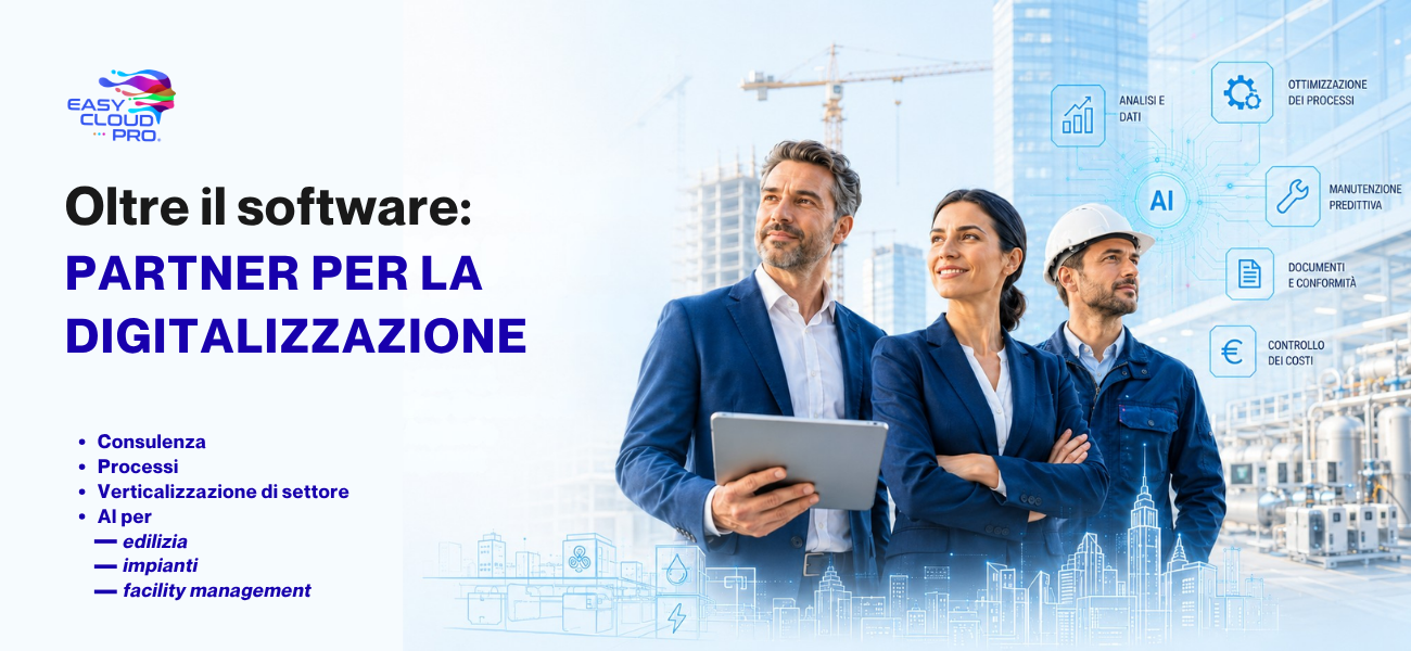 edilizia, impianti e facility management rappresentano il passaggio dal semplice software alla consulenza per la digitalizzazione d’impresa con supporto dell’Intelligenza Artificiale